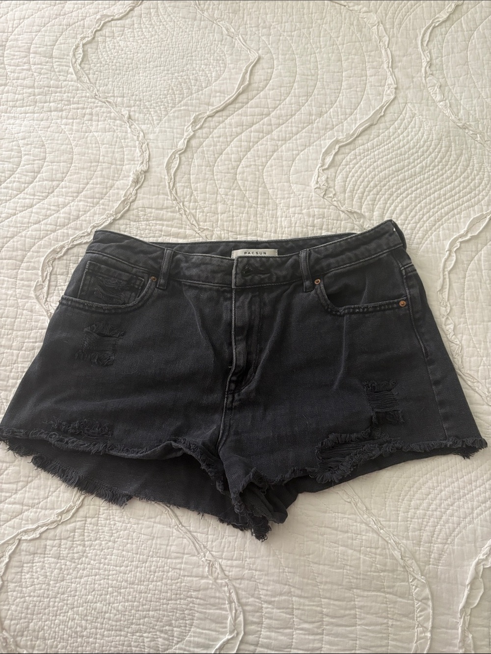 PacSun Black Frayed Denim Cutoff Shorts